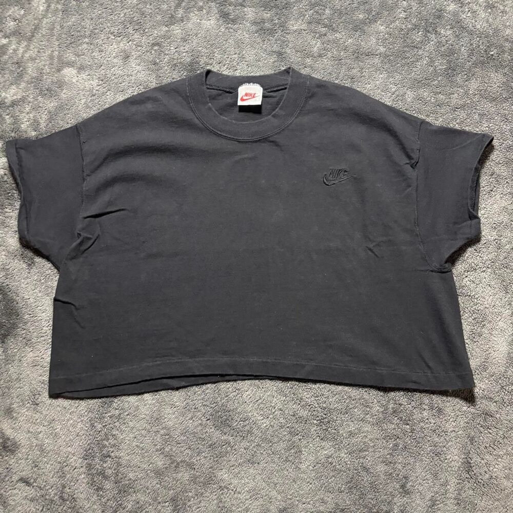 80s Nike cropped Shirt Women’s S Black 80s 90s Vintage Made USA Single Stitch